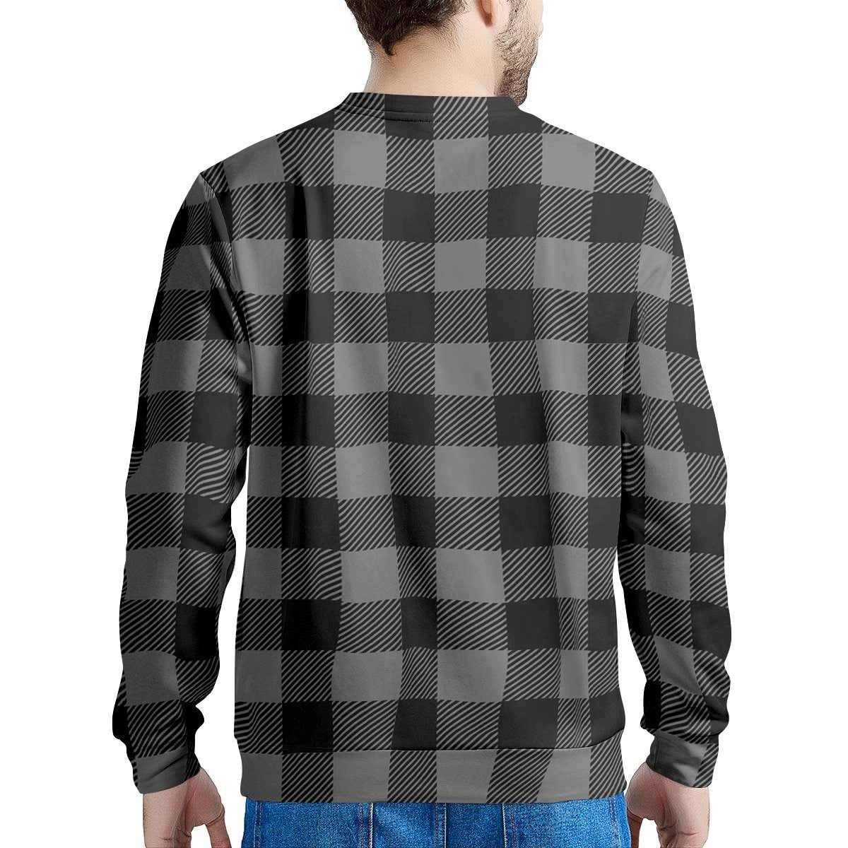 Grey Plaid Men's Sweatshirt-grizzshop