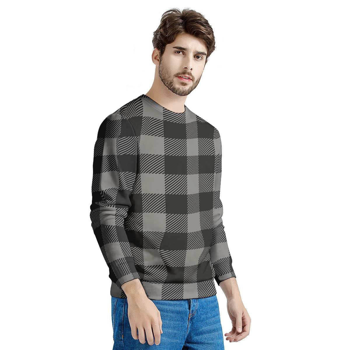 Grey Plaid Men's Sweatshirt-grizzshop