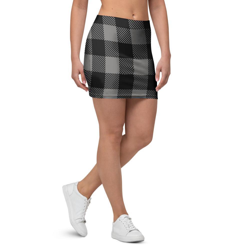 Grey Plaid Mini Skirt-grizzshop