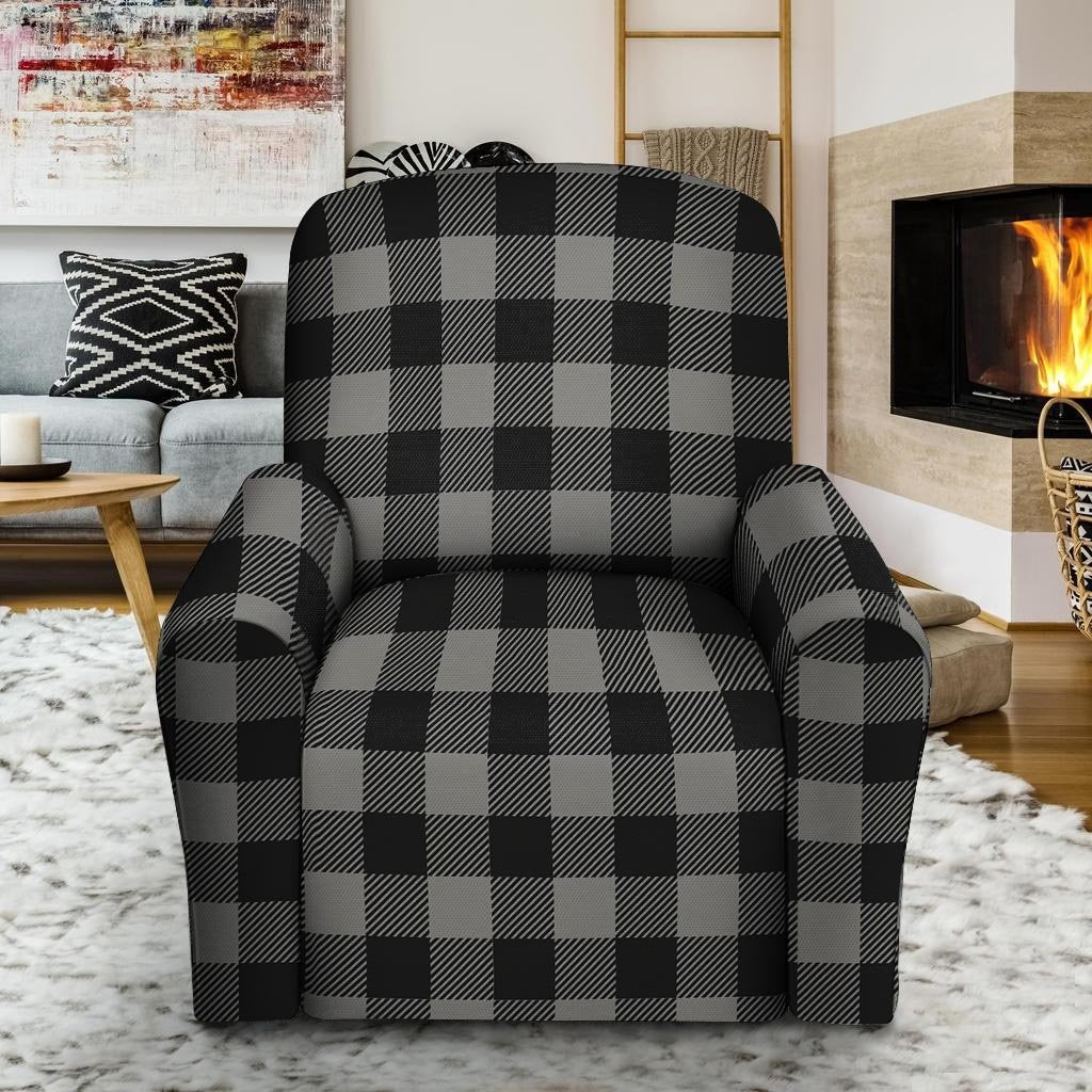 Grey Plaid Recliner Cover-grizzshop