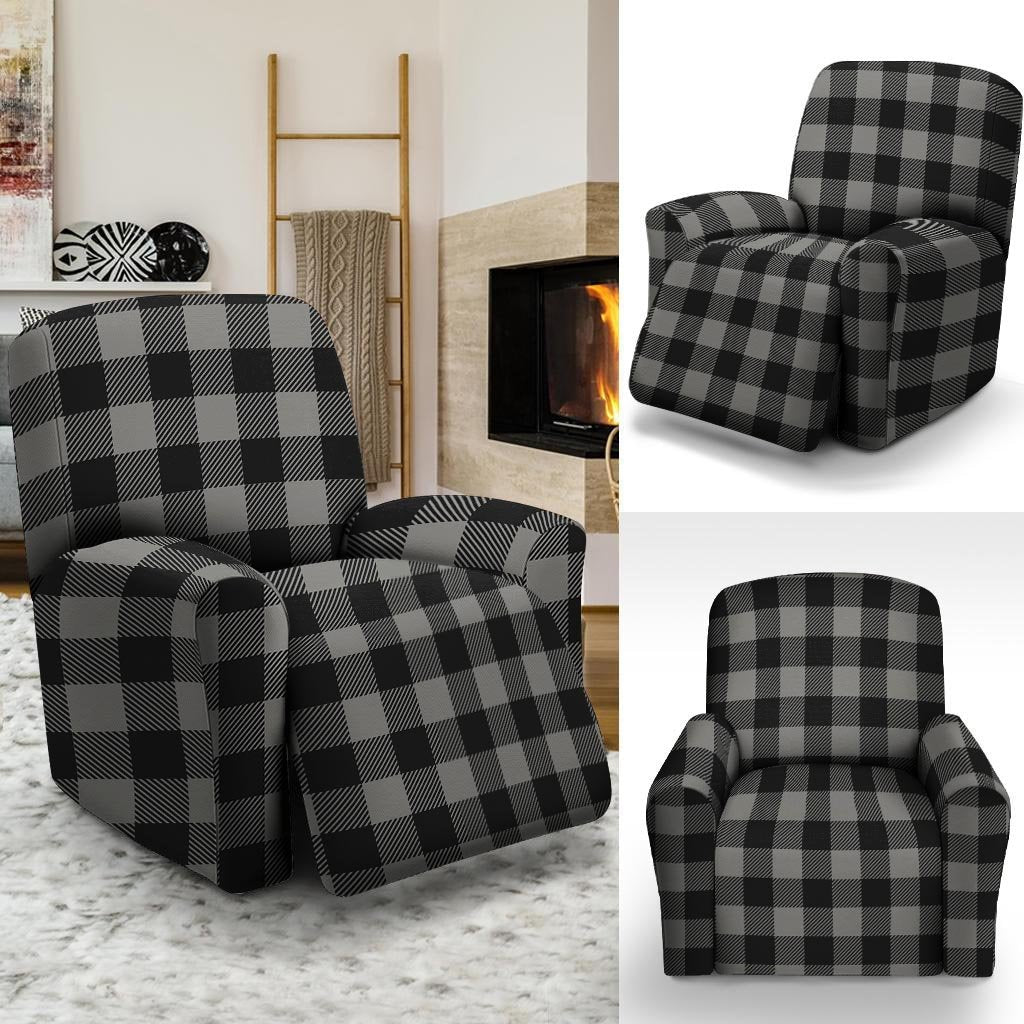 Grey Plaid Recliner Cover-grizzshop