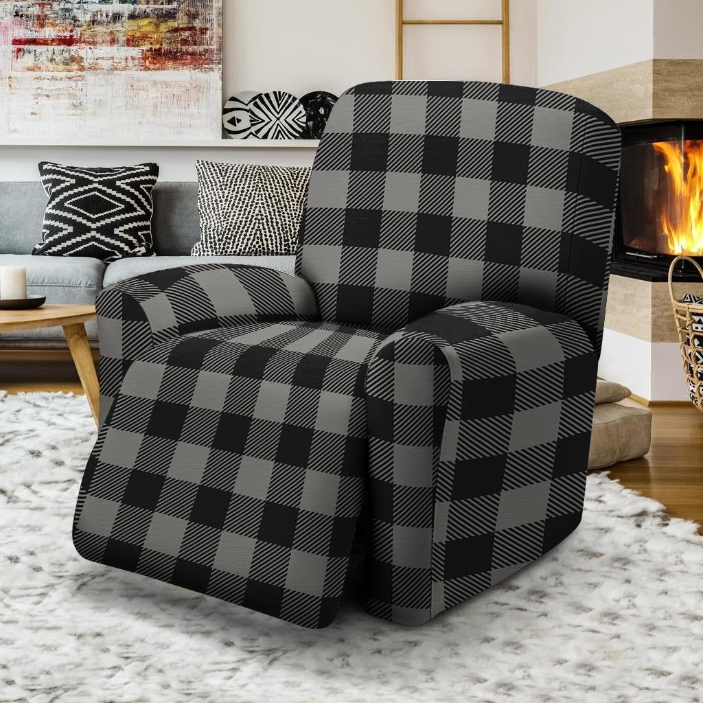 Grey Plaid Recliner Cover-grizzshop