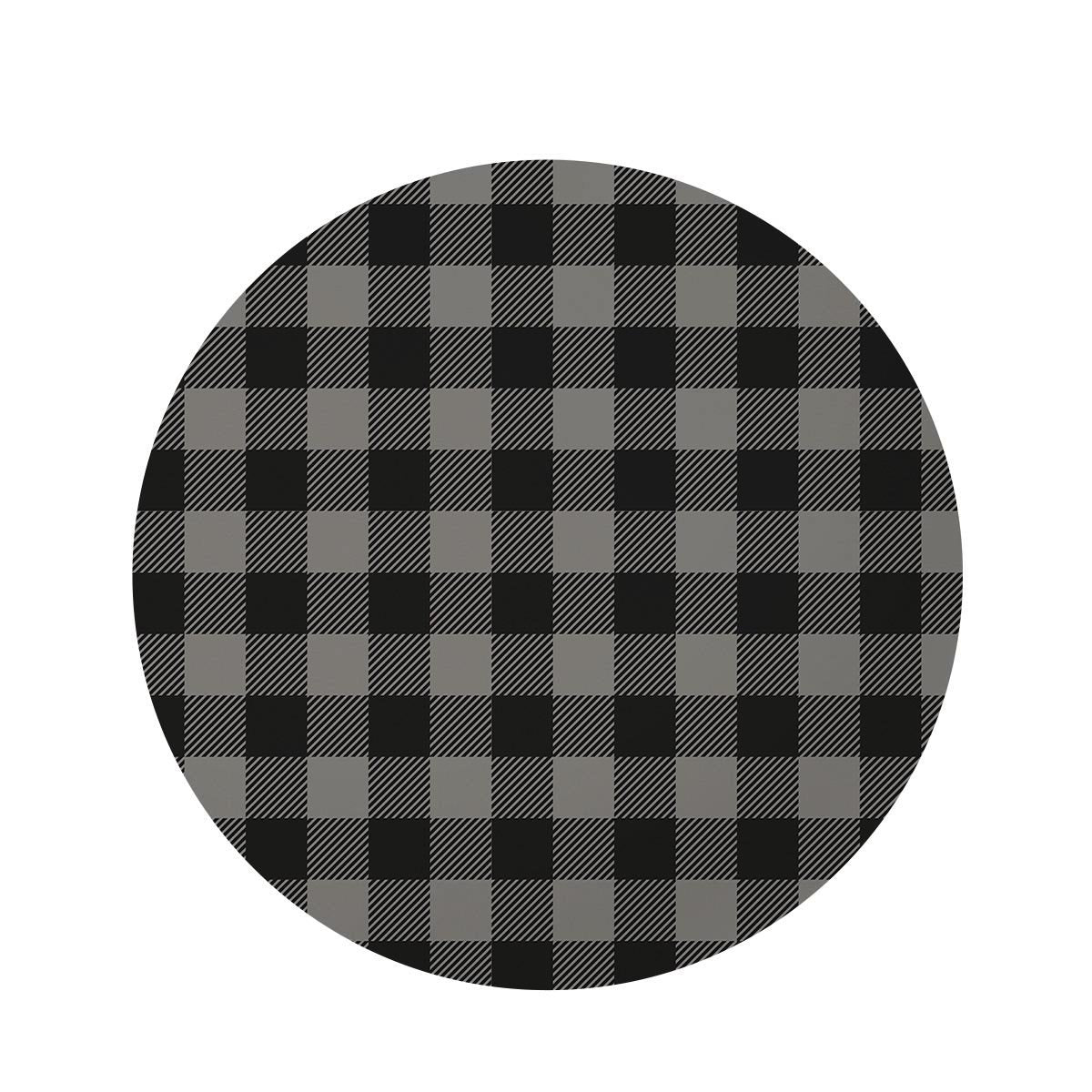 Grey Plaid Round Rug-grizzshop