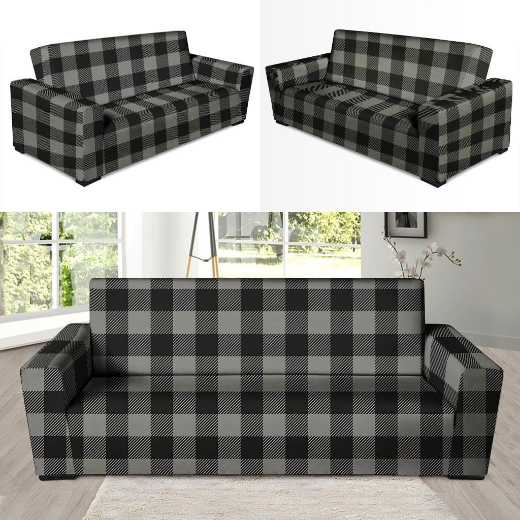 Grey Plaid Sofa Cover-grizzshop