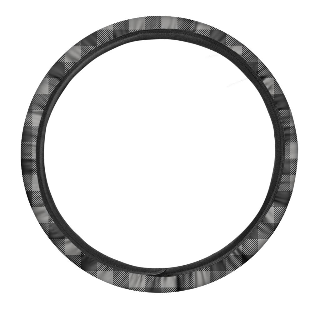 Grey Plaid Steering Wheel Cover-grizzshop