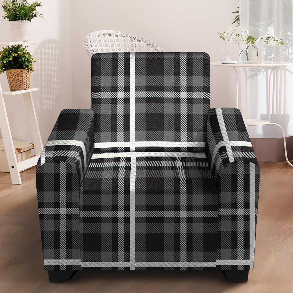 Grey Plaid Tartan Armchair Cover-grizzshop