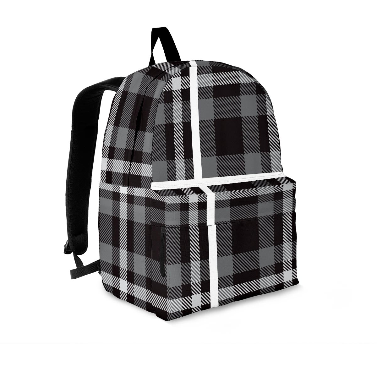 Grey Plaid Tartan Backpack-grizzshop