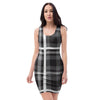 Grey Plaid Tartan Bodycon Dress-grizzshop