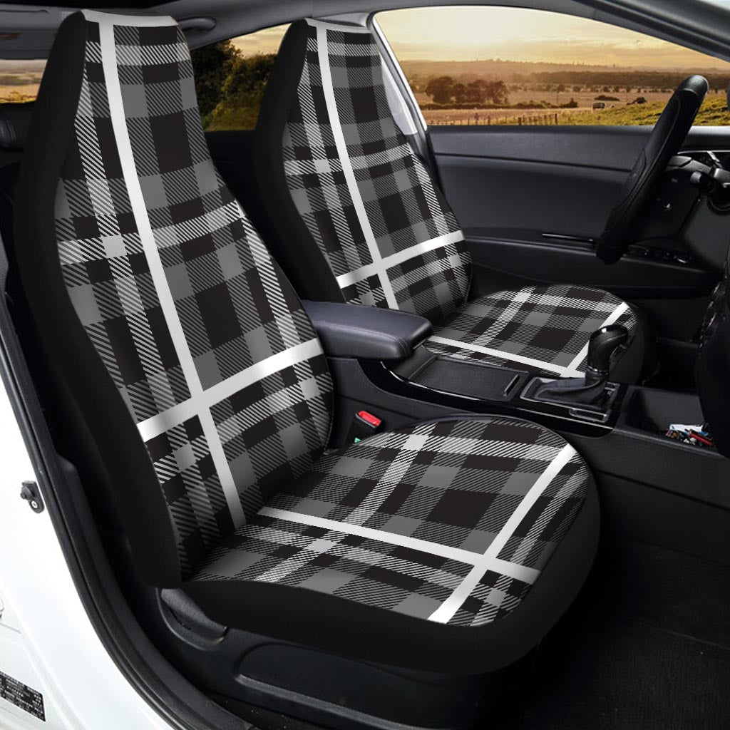 Grey Plaid Tartan Car Seat Covers-grizzshop