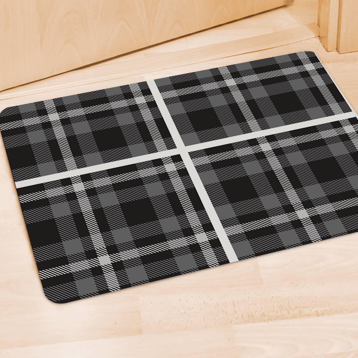 Grey Plaid Tartan Door Mat-grizzshop