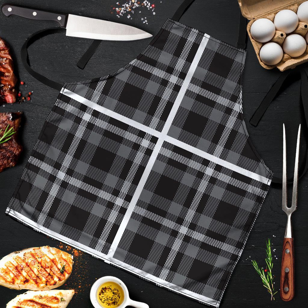 Grey Plaid Tartan Men's Apron-grizzshop