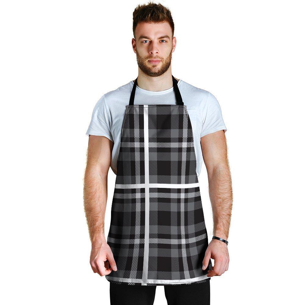 Grey Plaid Tartan Men's Apron-grizzshop