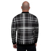 Grey Plaid Tartan Men's Bomber Jacket-grizzshop