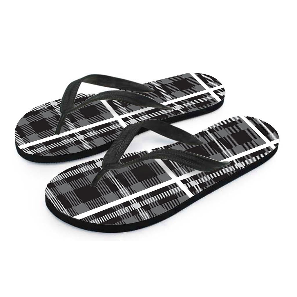 Grey Plaid Tartan Men's Flip Flops-grizzshop