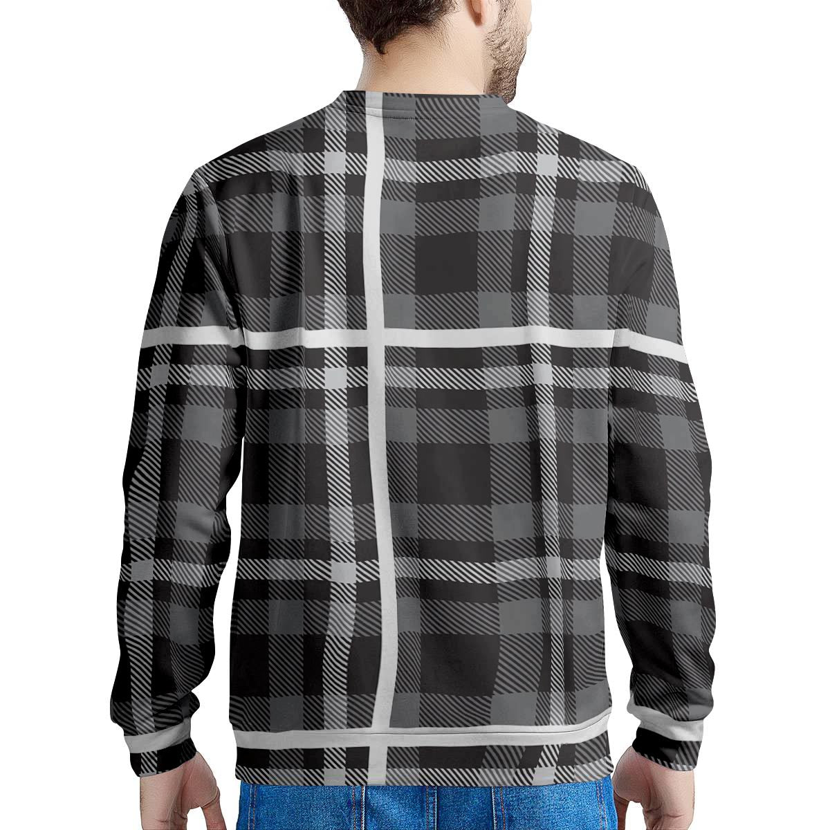 Grey Plaid Tartan Men's Sweatshirt-grizzshop