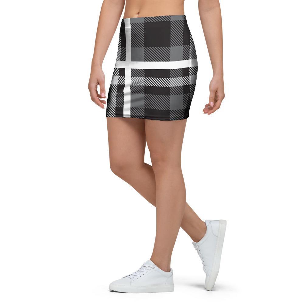 Grey Plaid Tartan Mini Skirt-grizzshop