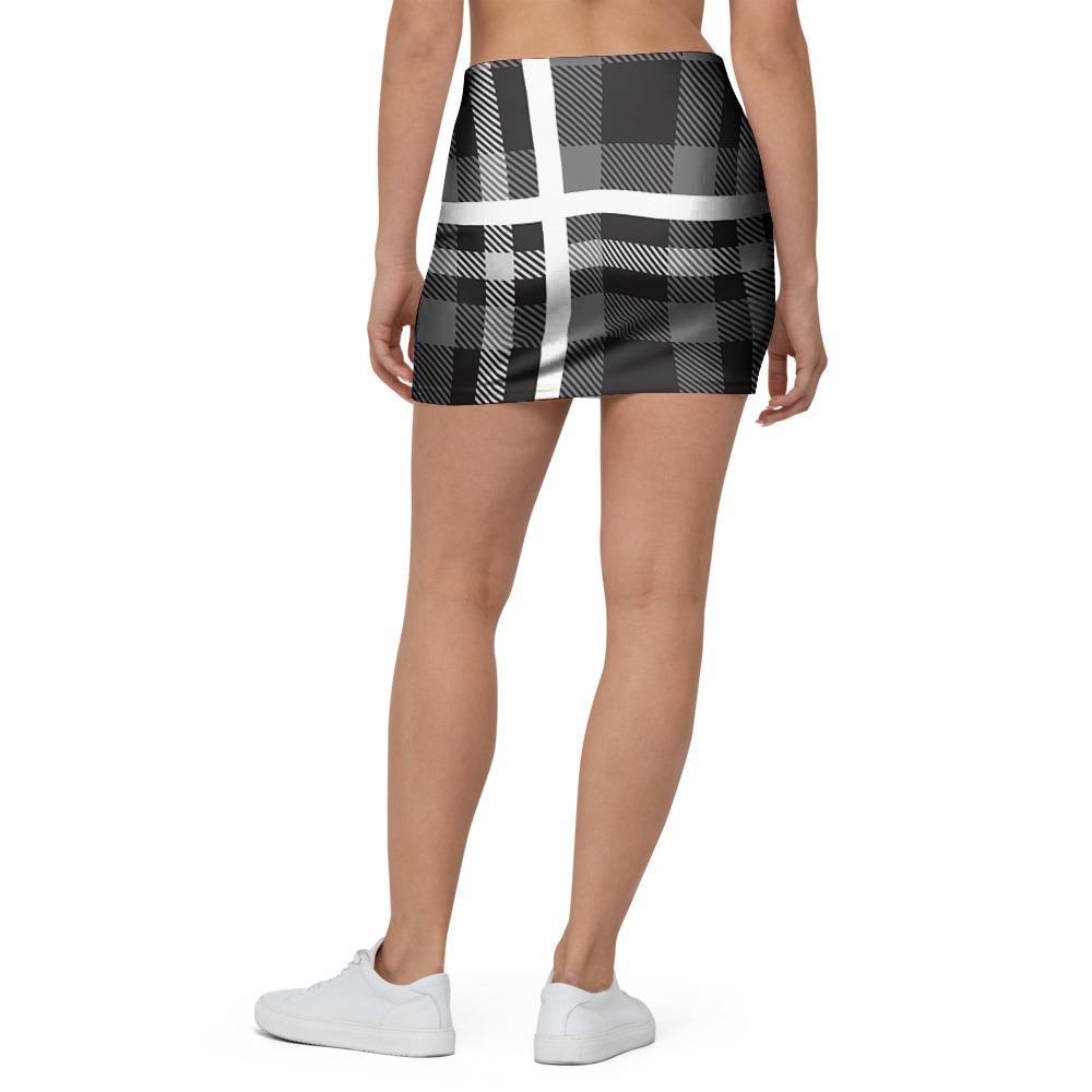 Grey Plaid Tartan Mini Skirt-grizzshop