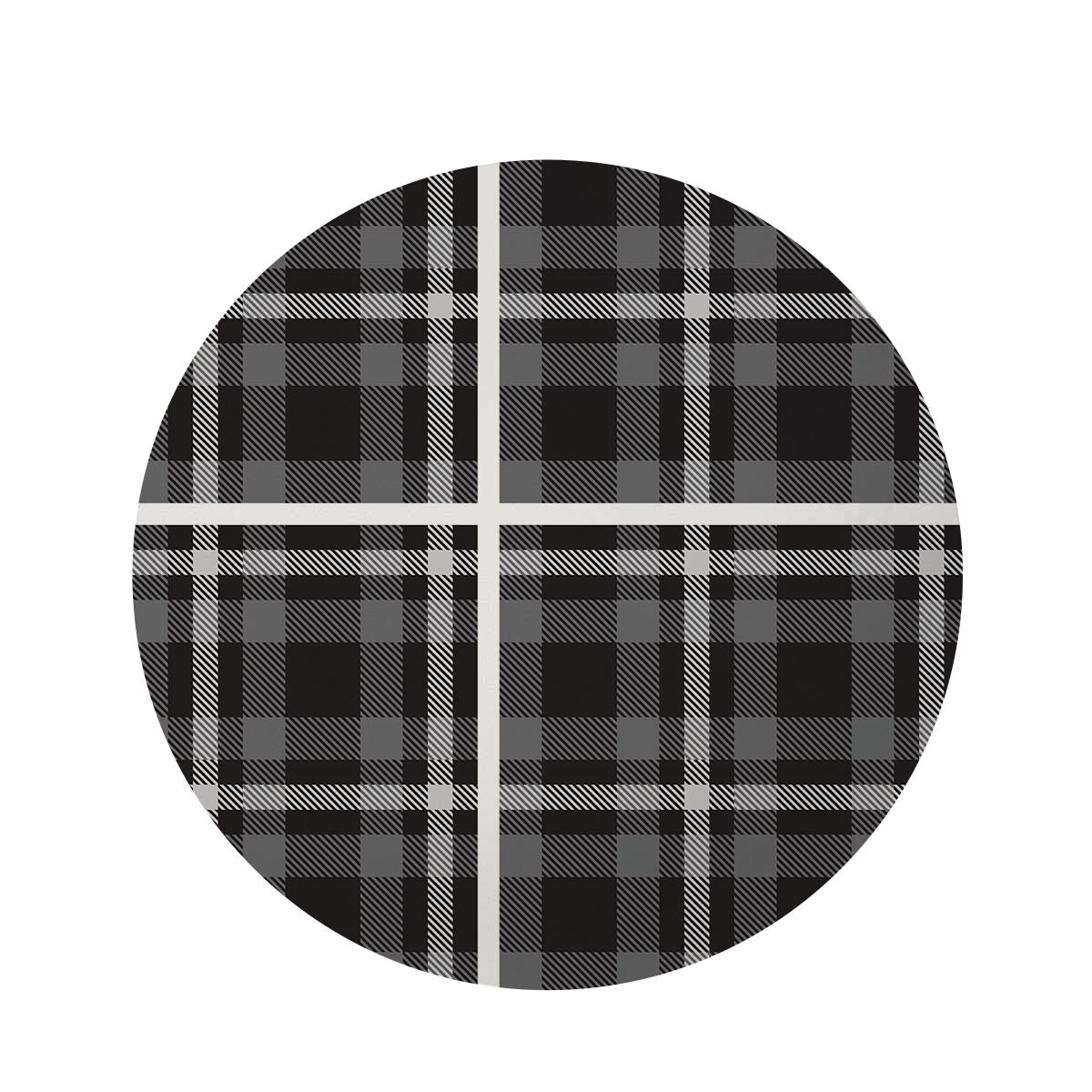 Grey Plaid Tartan Round Rug-grizzshop