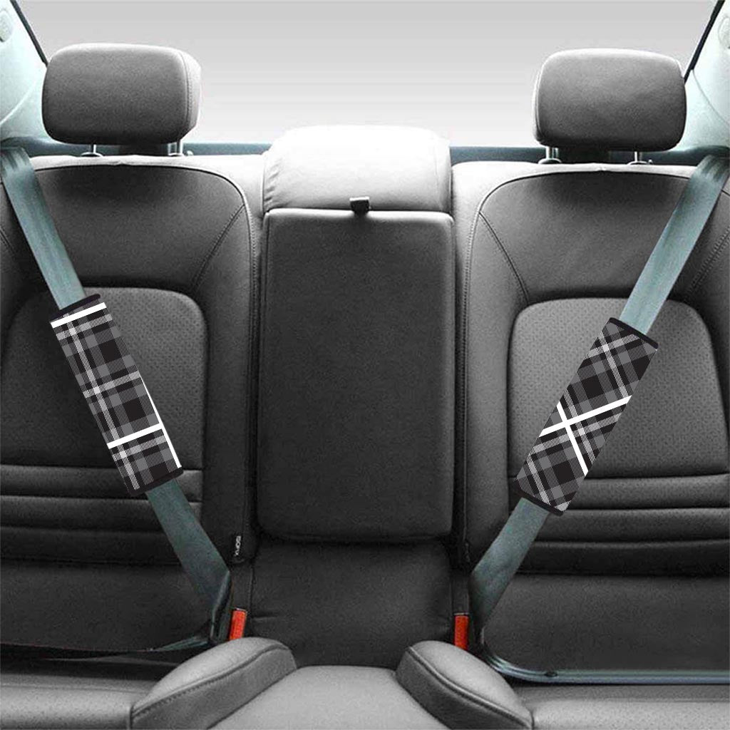 Grey Plaid Tartan Seat Belt Cover-grizzshop