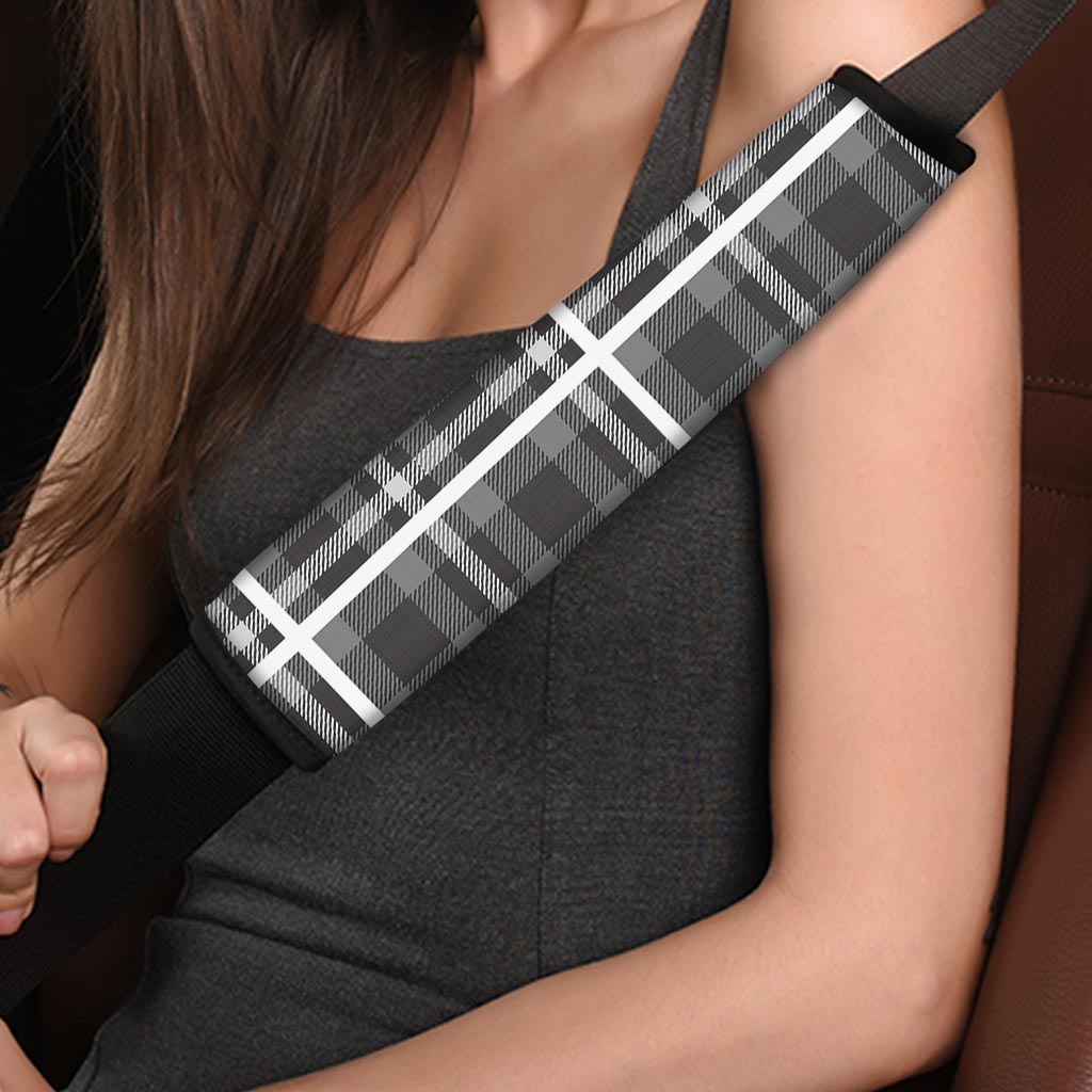 Grey Plaid Tartan Seat Belt Cover-grizzshop