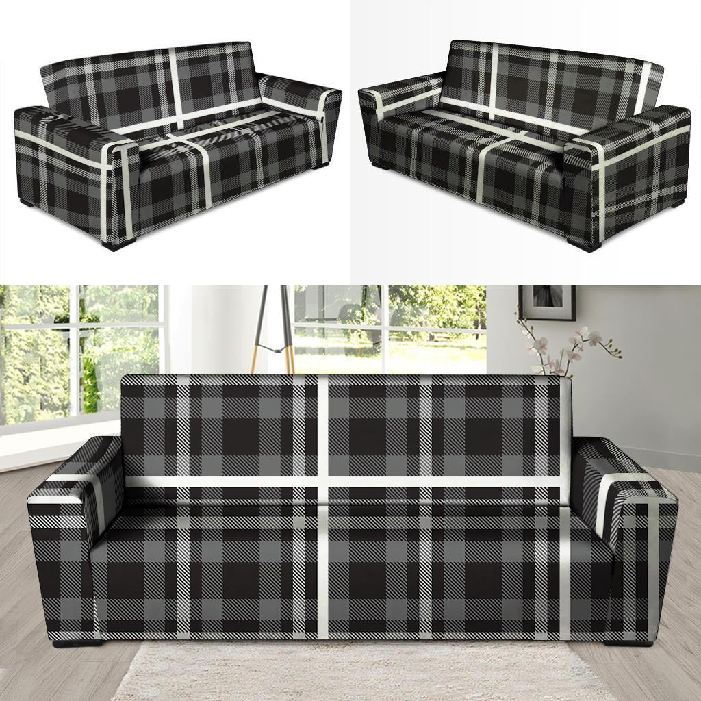 Grey Plaid Tartan Sofa Cover-grizzshop