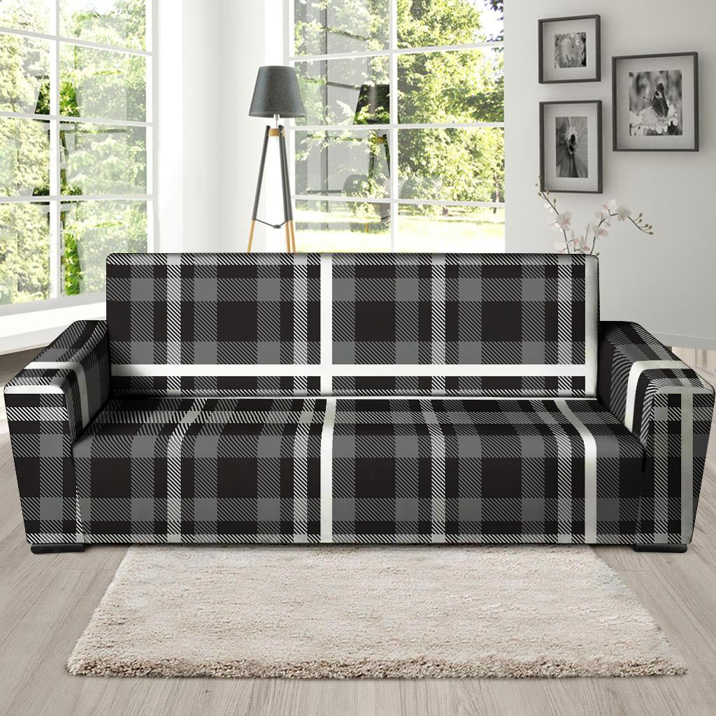 Grey Plaid Tartan Sofa Cover-grizzshop