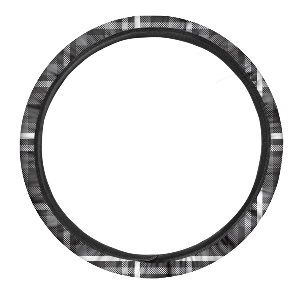 Grey Plaid Tartan Steering Wheel Cover-grizzshop