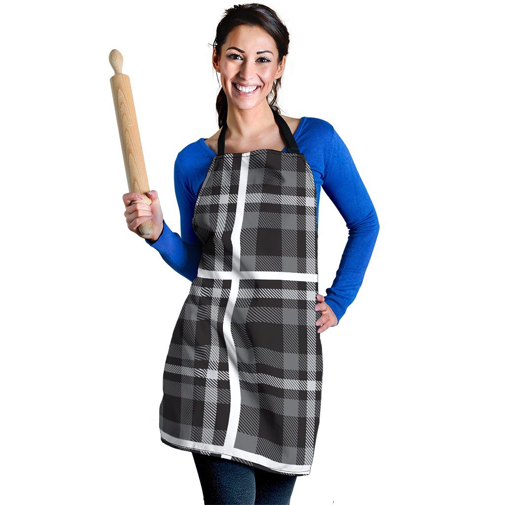 Grey Plaid Tartan Women's Apron-grizzshop