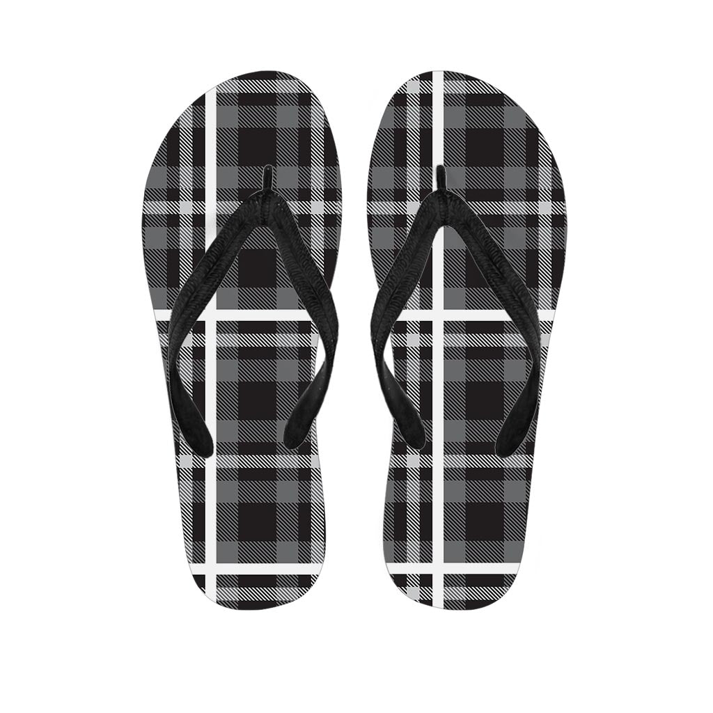 Grey Plaid Tartan Women's Flip Flops-grizzshop
