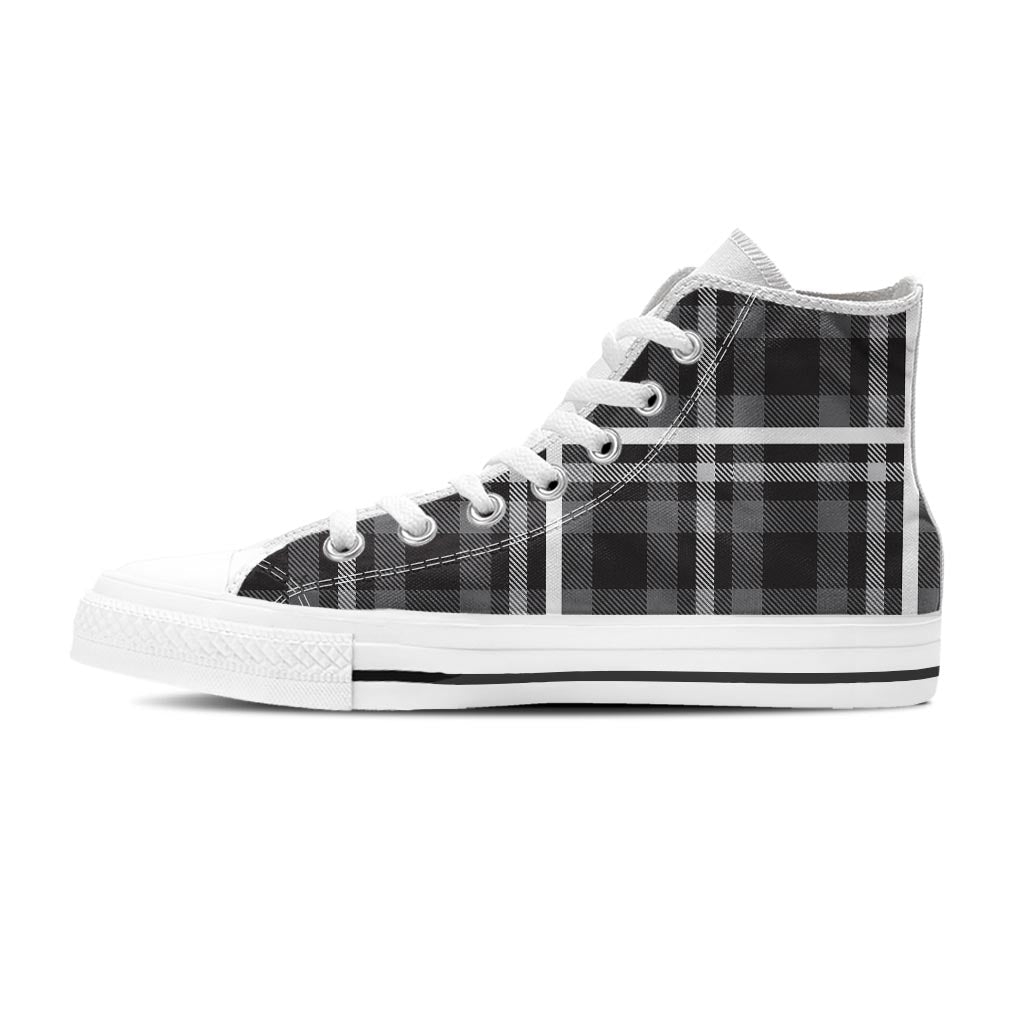 Grey Plaid Tartan Women's High Top Shoes-grizzshop