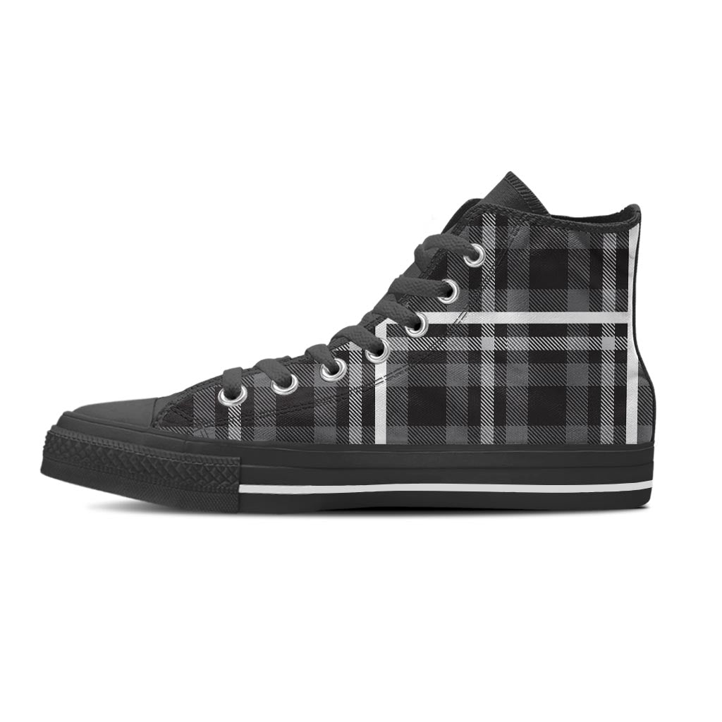 Grey Plaid Tartan Women's High Top Shoes-grizzshop