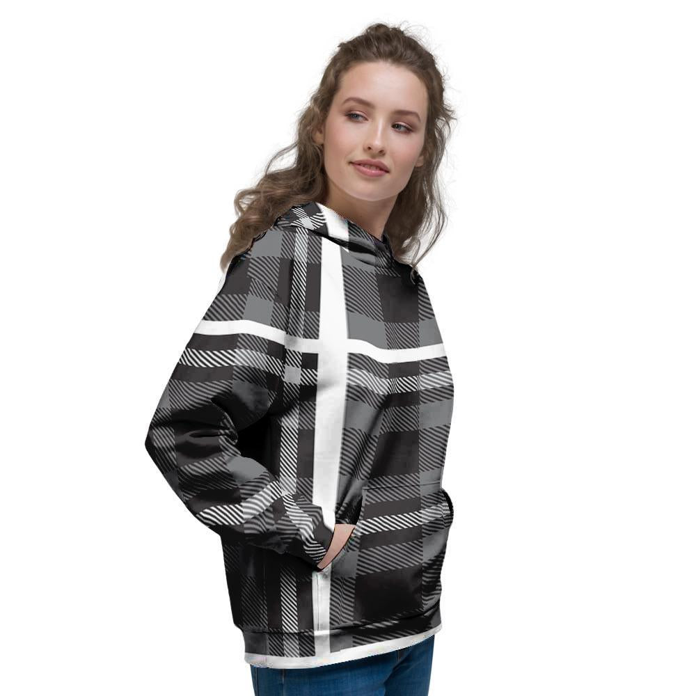 Grey Plaid Tartan Women's Hoodie-grizzshop