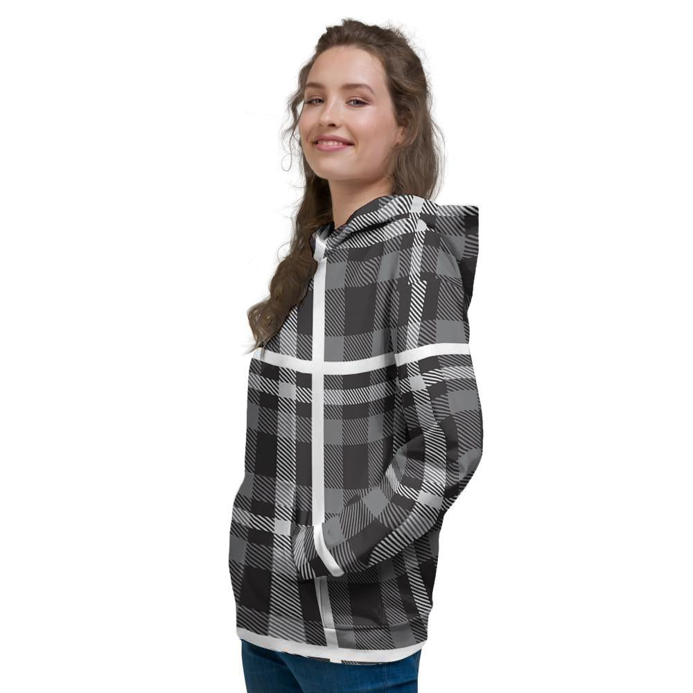 Grey Plaid Tartan Women's Hoodie-grizzshop