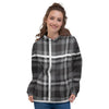 Grey Plaid Tartan Women's Hoodie-grizzshop