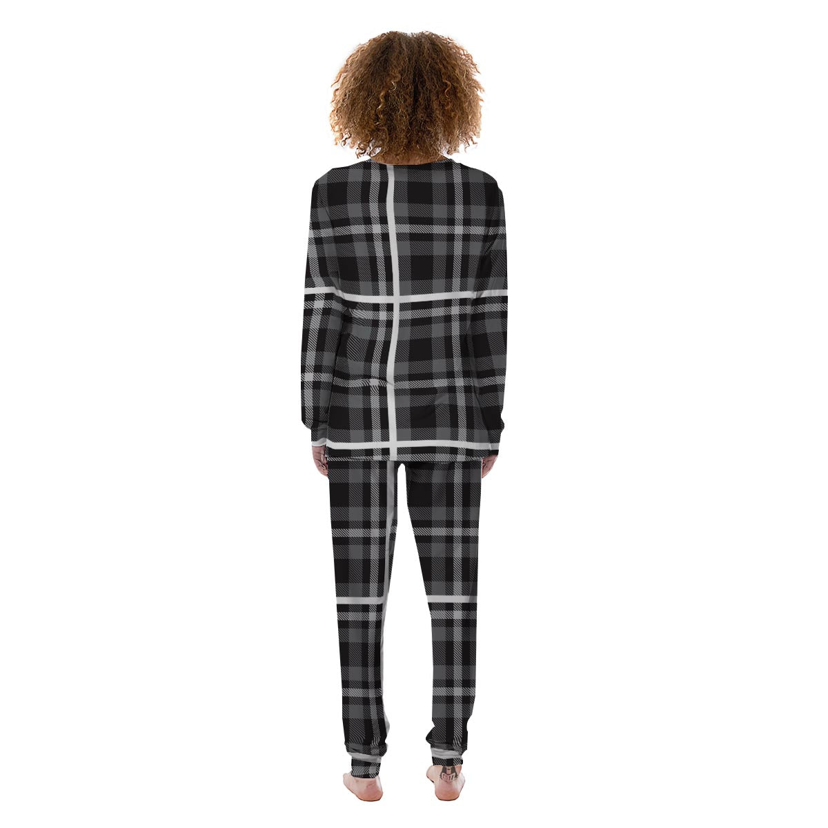 Grey Plaid Tartan Women's Pajamas-grizzshop