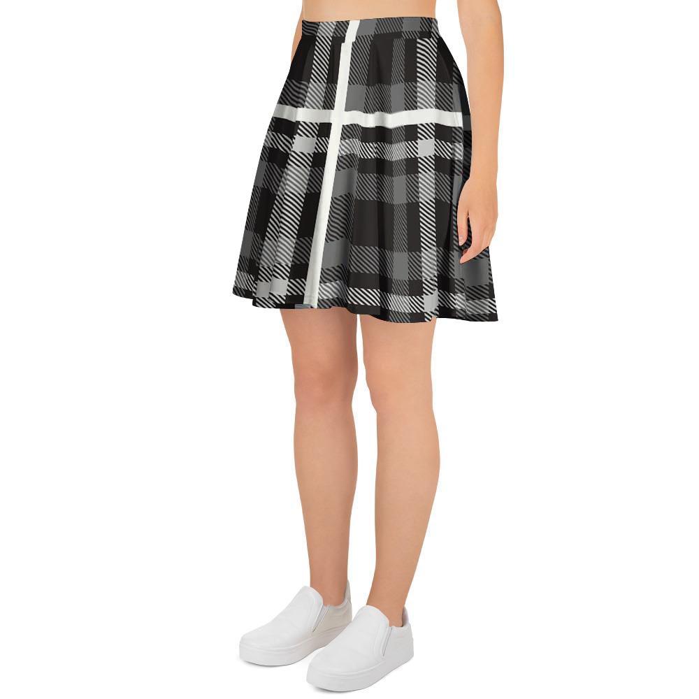 Grey Plaid Tartan Women's Skirt-grizzshop