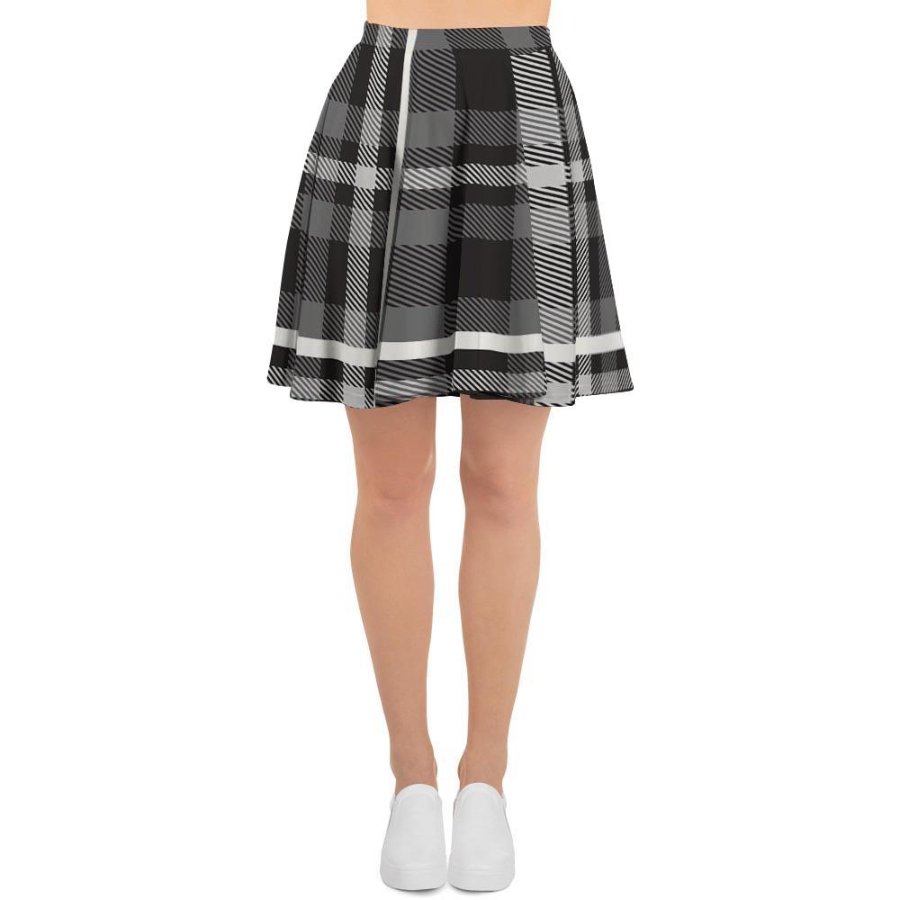Grey Plaid Tartan Women's Skirt-grizzshop