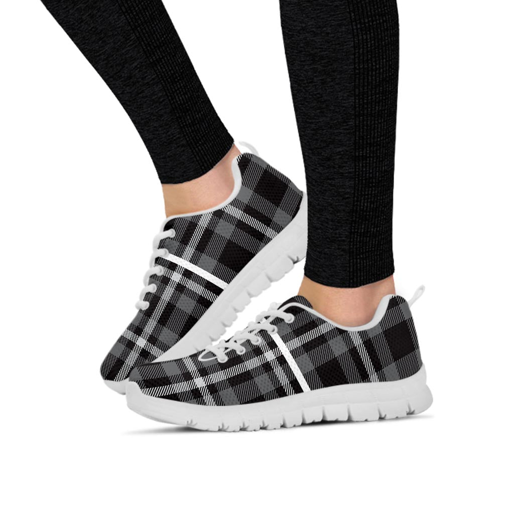 Grey Plaid Tartan Women's Sneakers-grizzshop