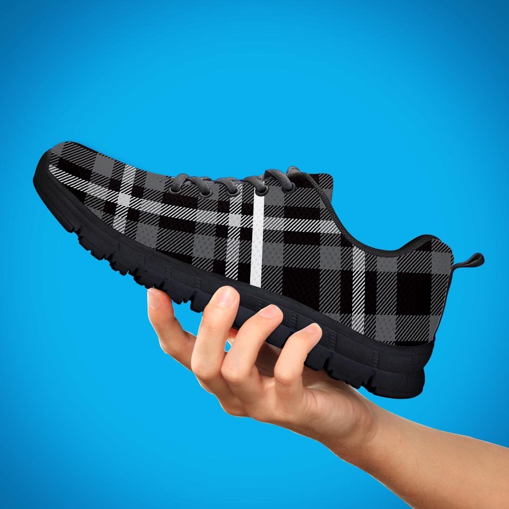 Grey Plaid Tartan Women's Sneakers-grizzshop