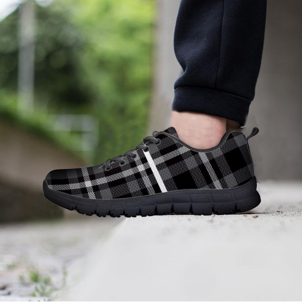 Grey Plaid Tartan Women's Sneakers-grizzshop