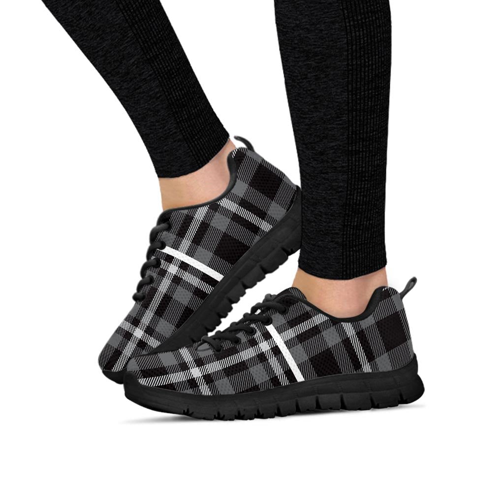 Grey Plaid Tartan Women's Sneakers-grizzshop