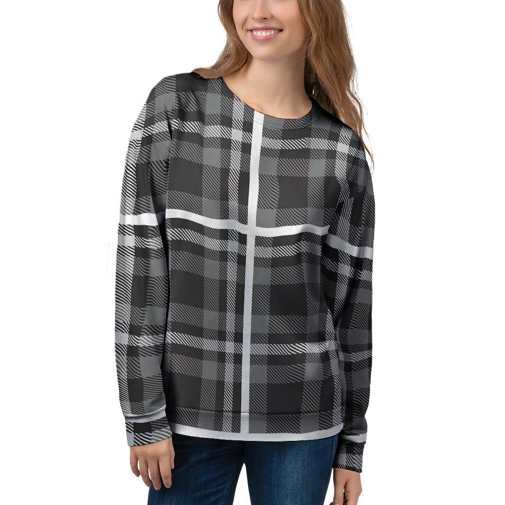 Grey Plaid Tartan Women's Sweatshirt-grizzshop