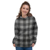 Grey Plaid Women's Hoodie-grizzshop