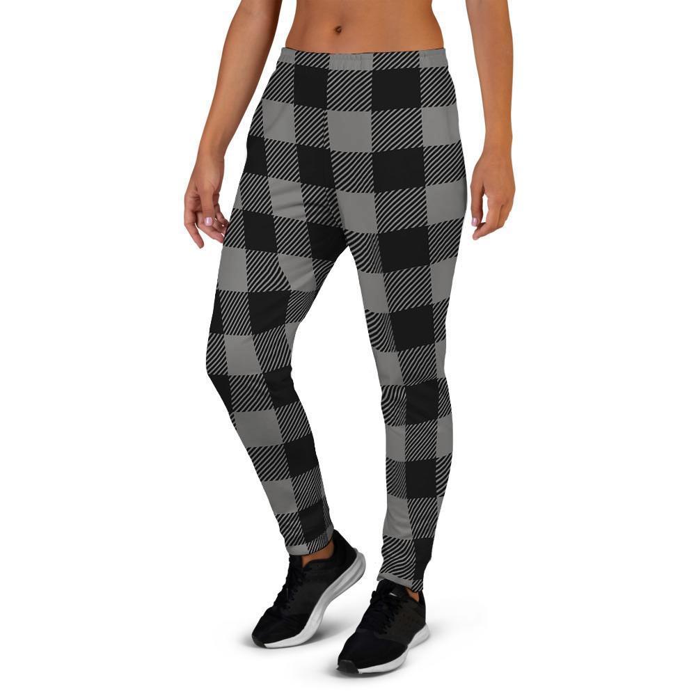 Grey Plaid Women's Joggers-grizzshop