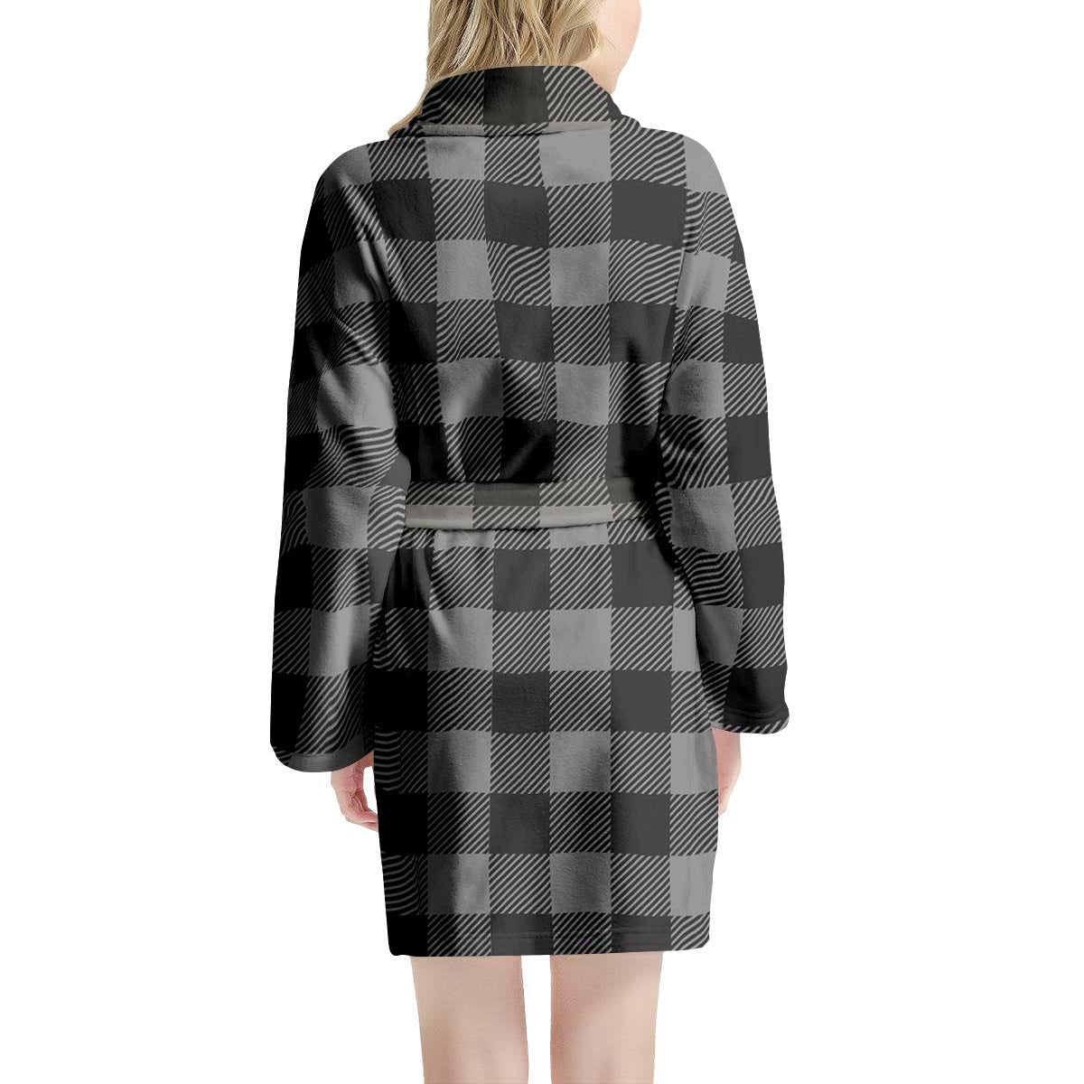 Grey Plaid Women's Robe-grizzshop