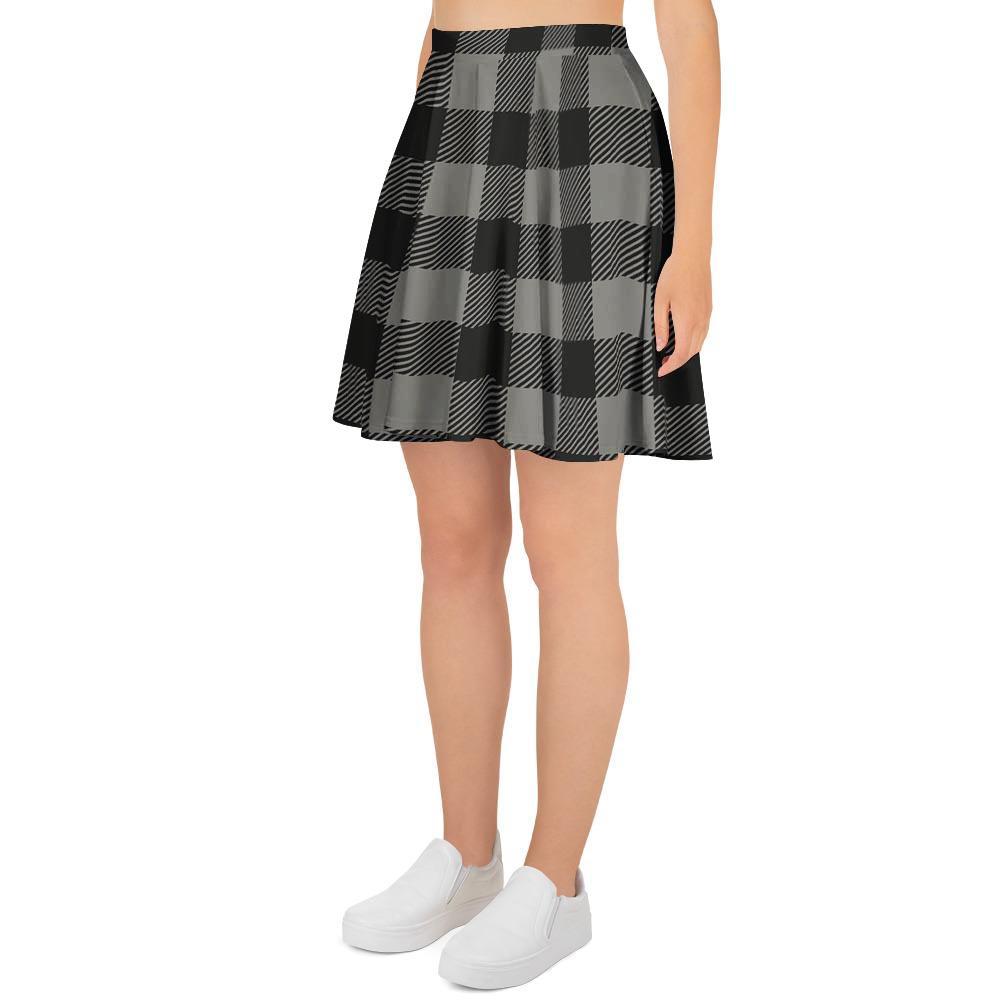 Grey Plaid Women's Skirt-grizzshop