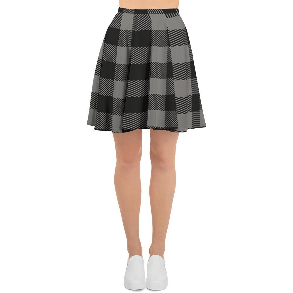 Grey Plaid Women's Skirt-grizzshop
