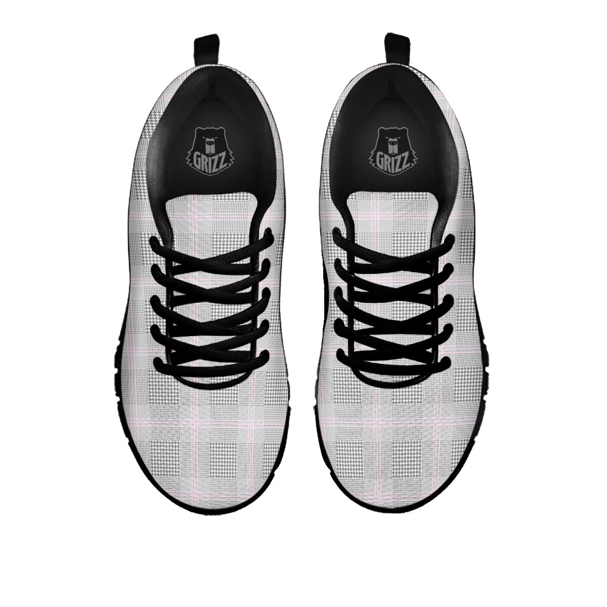 Grey Prince Of Wales Check Print Black Sneaker-grizzshop
