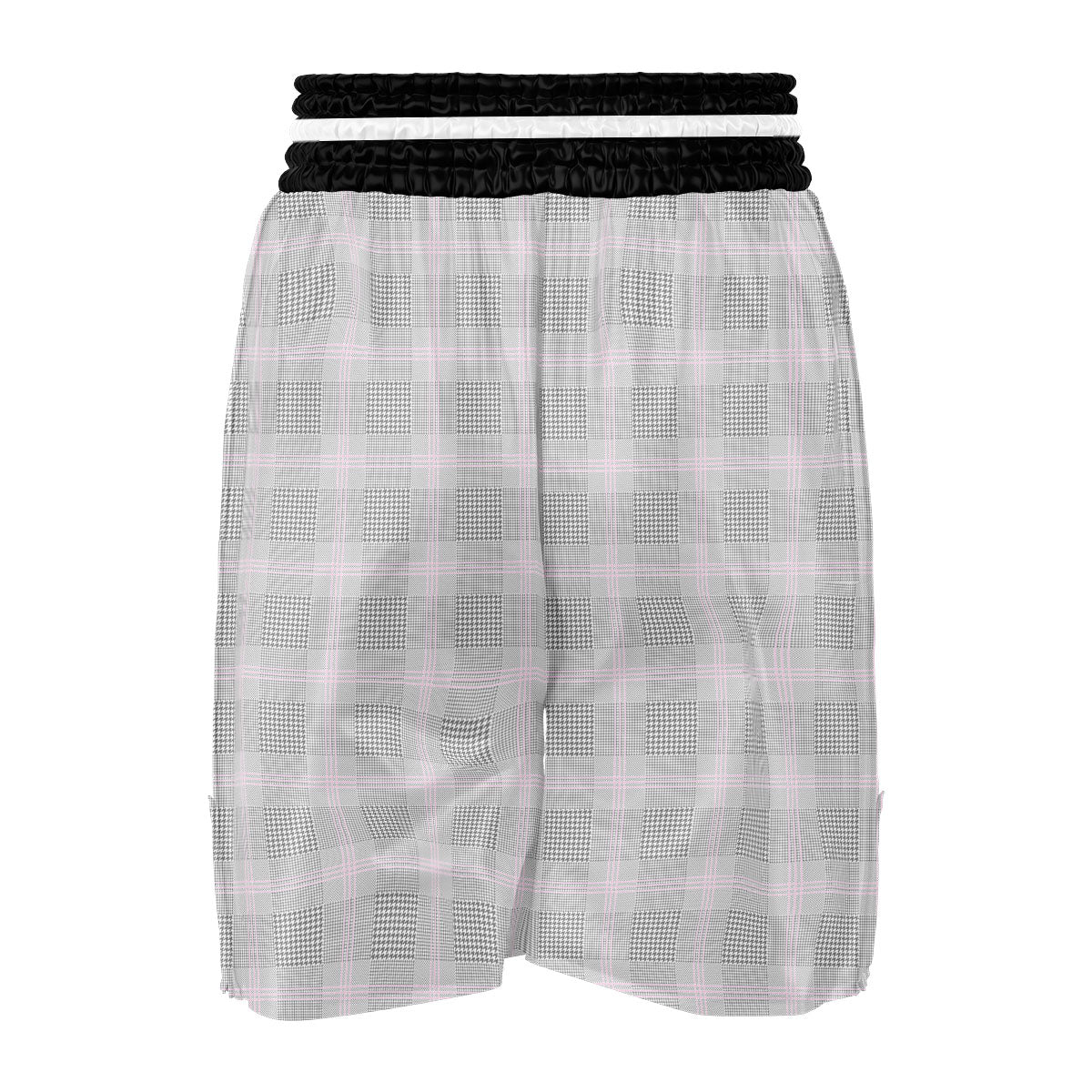 Grey Prince Of Wales Check Print Boxing Shorts-grizzshop
