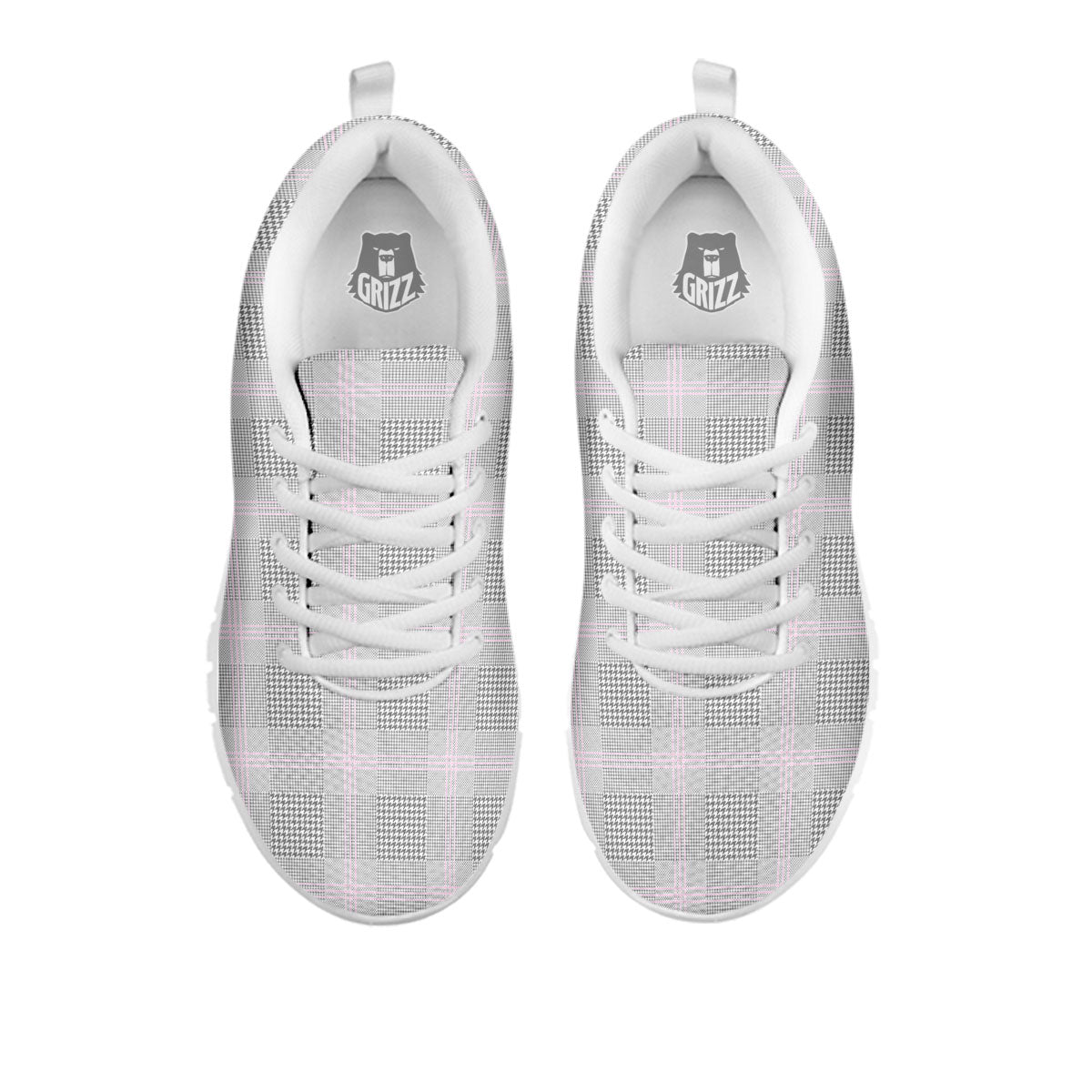 Grey Prince Of Wales Check Print White Sneaker-grizzshop